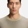 Cotton-silk sweater with knitted structure