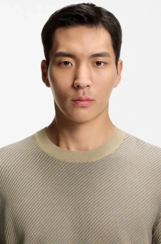Cotton-silk sweater with knitted structure