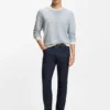 Cotton-silk sweater with knitted structure