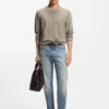 Cotton-silk sweater with knitted structure