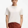 Cotton-silk T-shirt with geometric jacquard