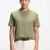 Cotton-silk T-shirt with geometric jacquard