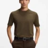 Cotton-silk T-shirt with geometric jacquard
