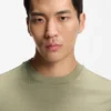 Cotton-silk T-shirt with geometric jacquard