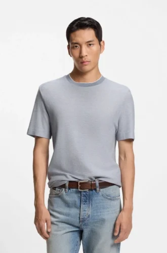 Cotton-silk T-shirt with rich structure