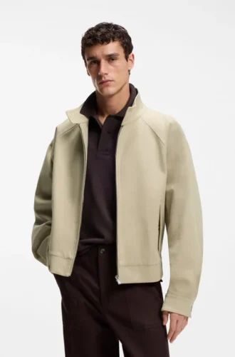 Cotton-stretch bomber jacket with zip
