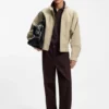 Cotton-stretch bomber jacket with zip