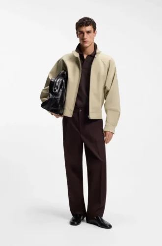 Cotton-stretch bomber jacket with zip