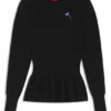 Cotton sweater with detachable floral brooch