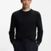 Cotton sweater with knitted structure
