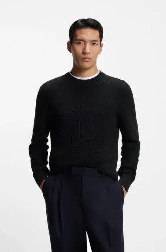 Cotton sweater with knitted structure