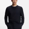 Cotton sweater with knitted structure