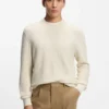 Cotton sweater with knitted structure