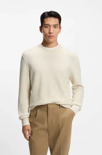 Cotton sweater with knitted structure
