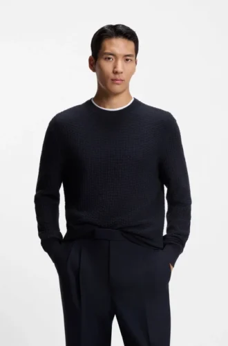 Cotton sweater with knitted structure
