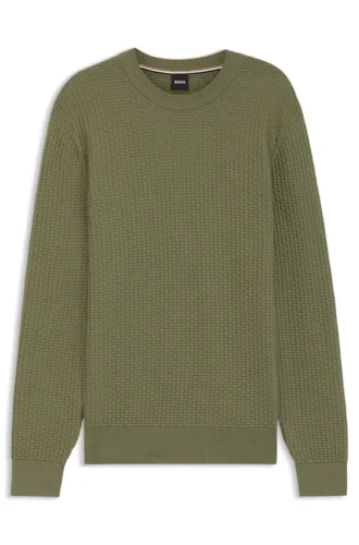 Cotton sweater with knitted structure