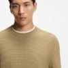 Cotton sweater with knitted structure