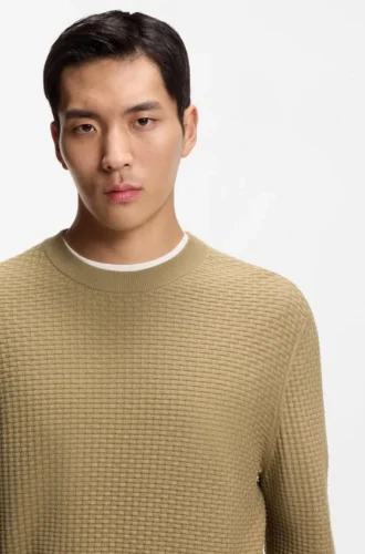 Cotton sweater with knitted structure