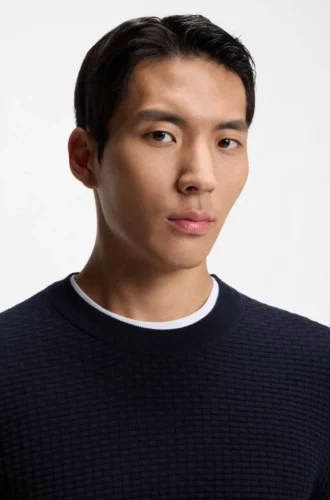 Cotton sweater with knitted structure
