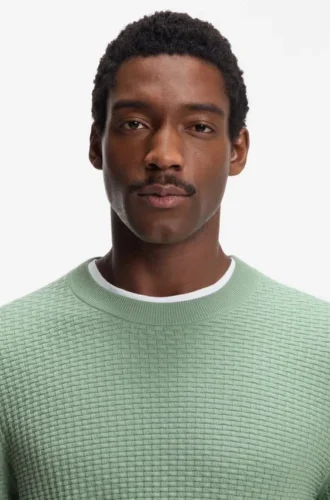 Cotton sweater with knitted structure