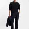 Cotton sweater with knitted structure