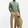 Cotton sweater with knitted structure