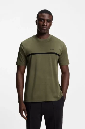Cotton T-shirt with logo and stripe