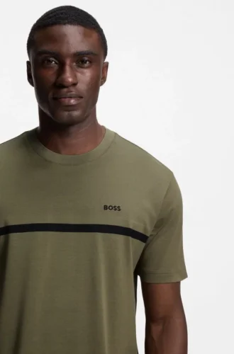 Cotton T-shirt with logo and stripe