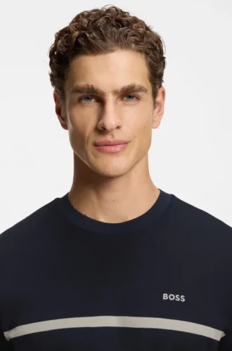 Cotton T-shirt with logo and stripe