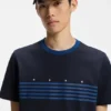 Cotton T-shirt with printed stripes Cotton T-shirt with printed stripes