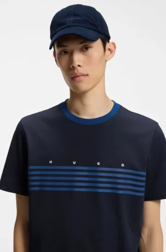 Cotton T-shirt with printed stripes