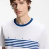 Cotton T-shirt with printed stripes Cotton T-shirt with printed stripes