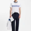 Cotton T-shirt with printed stripes Cotton T-shirt with printed stripes