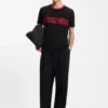 Cotton T-shirt with printed stripes Cotton T-shirt with printed stripes