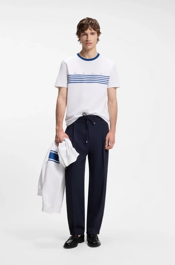 Cotton T-shirt with printed stripes Cotton T-shirt with printed stripes