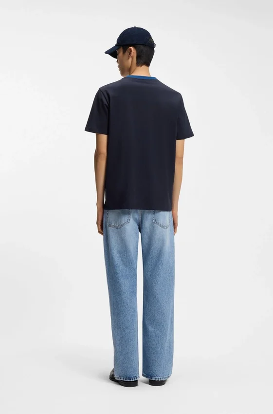 Cotton T-shirt with printed stripes Cotton T-shirt with printed stripes