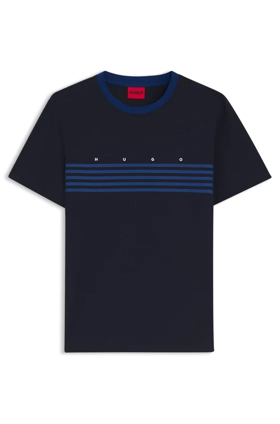 Cotton T-shirt with printed stripes Cotton T-shirt with printed stripes