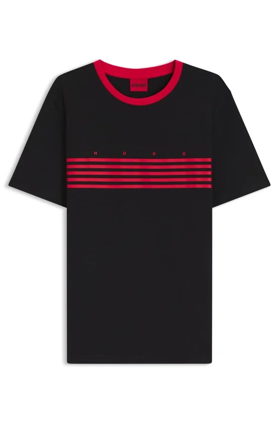 Cotton T-shirt with printed stripes Cotton T-shirt with printed stripes