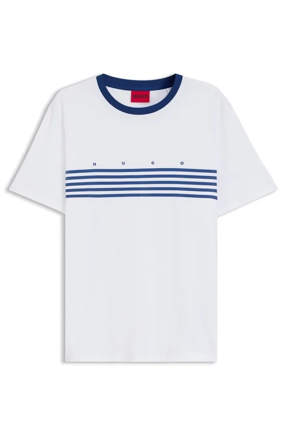 Cotton T-shirt with printed stripes Cotton T-shirt with printed stripes