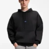 Cotton-terry hoodie with blue logo label