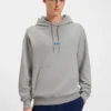 Cotton-terry hoodie with blue logo label