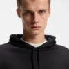 Cotton-terry hoodie with blue logo label