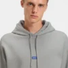 Cotton-terry hoodie with blue logo label