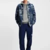 Cotton-terry hoodie with blue logo label