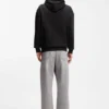 Cotton-terry hoodie with blue logo label