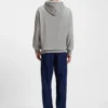 Cotton-terry hoodie with blue logo label