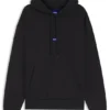 Cotton-terry hoodie with blue logo label