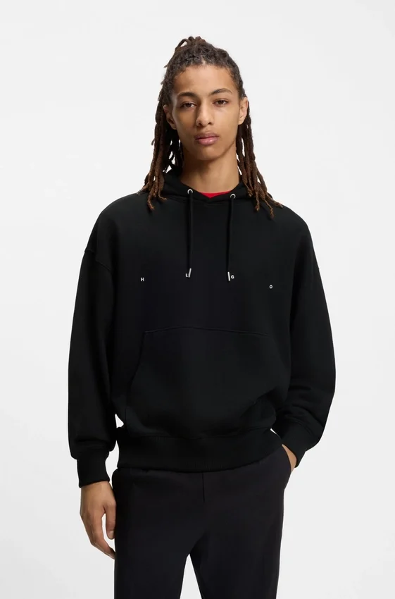 Cotton-terry hoodie with graphic print and embroidered logo Cotton-terry hoodie with graphic print and embroidered logo