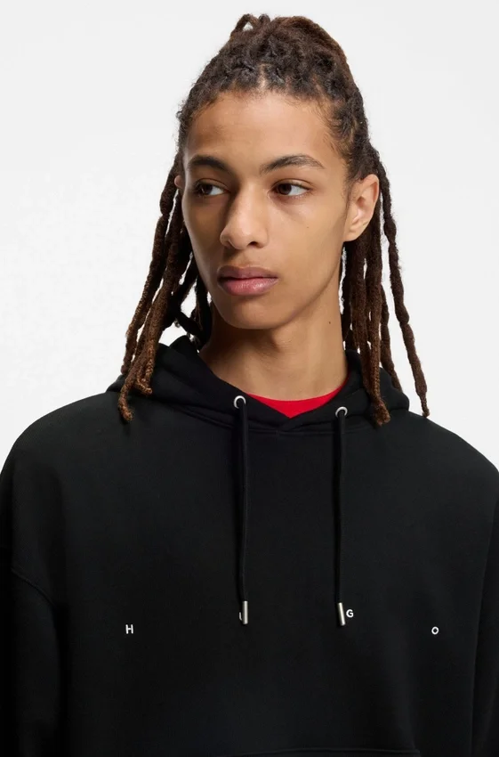 Cotton-terry hoodie with graphic print and embroidered logo Cotton-terry hoodie with graphic print and embroidered logo