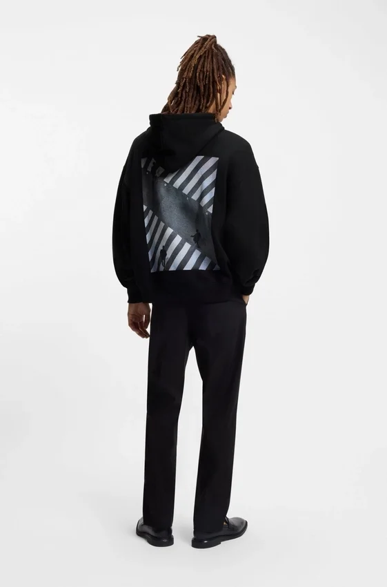 Cotton-terry hoodie with graphic print and embroidered logo Cotton-terry hoodie with graphic print and embroidered logo
